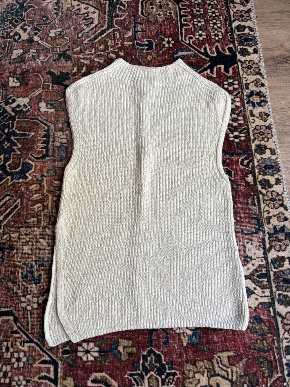 & Other Stories Asymmetrical Cream Ribbed Knit Sleeveless Vest